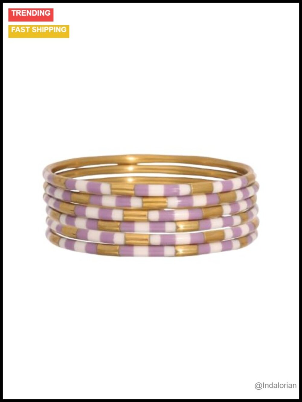 Enamel Bangle Bracelet Set of 6 One Size Stackable